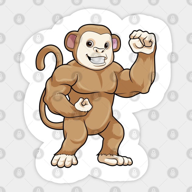 Monkey as Bodybuilder at Bodybuilding Sticker by Markus Schnabel